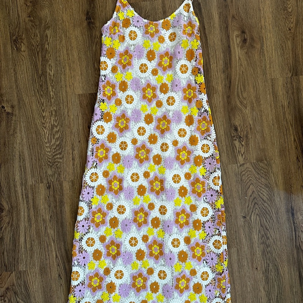Zara Floral Maxi Dress - Yellow, Purple, White